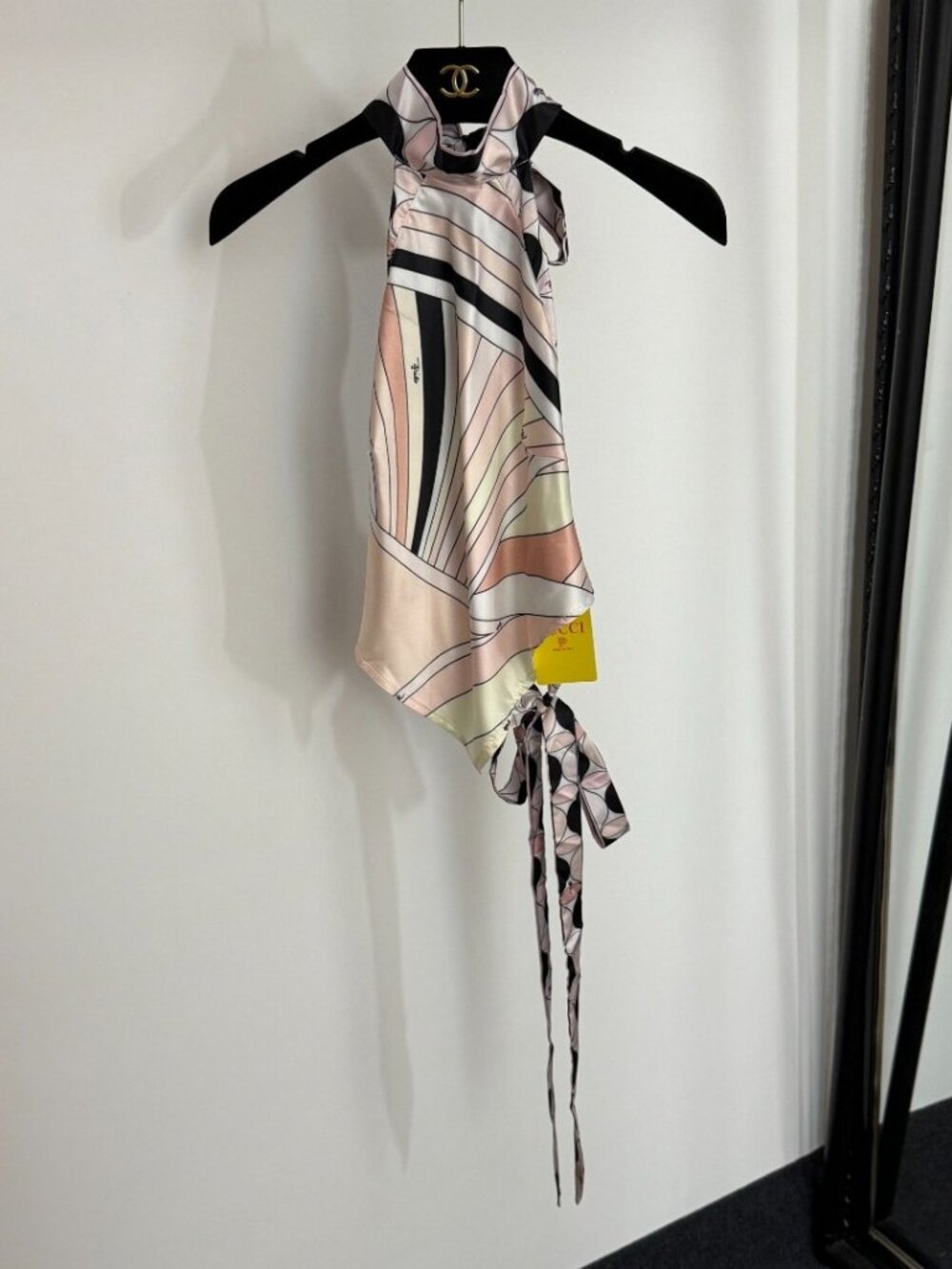 Emilio Pucci Pink, Black and Cream Printed Silk Tank